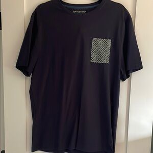 Navy Blue Men's T-Shirt with Patterned Pocket